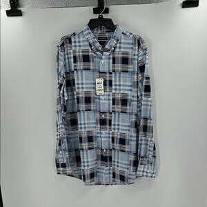 Club Room Men's Long Sleeve Button Down - Navy Combo - Large - NWT